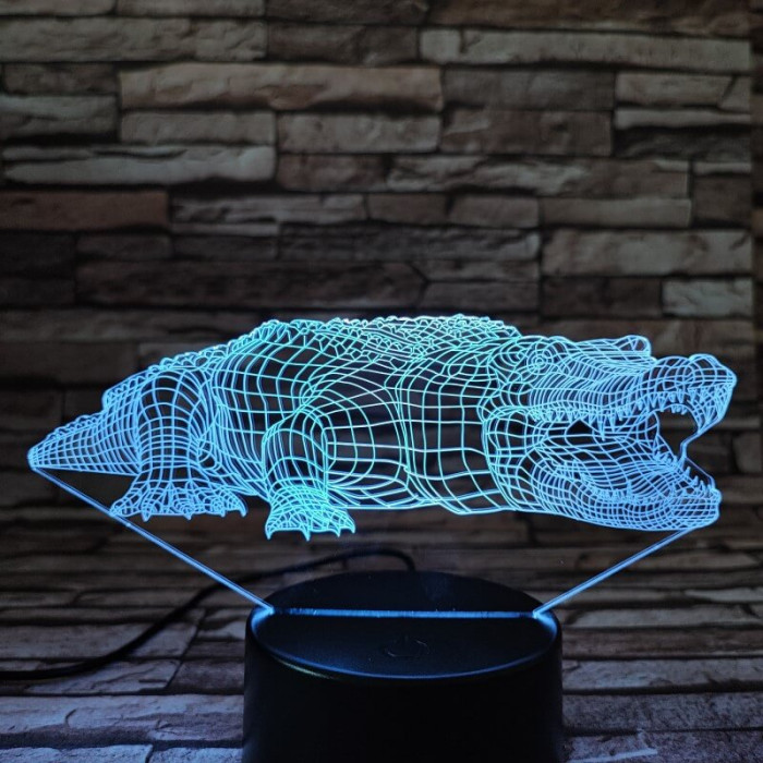 Krokodil 7 színű 3D  led lámpa