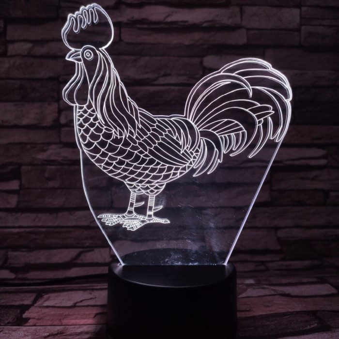 Kakas 7 színű 3D led lámpa