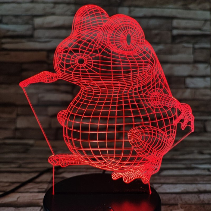 Béka ül 7 színű 3D led lámpa
