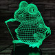 Béka ül 7 színű 3D led lámpa