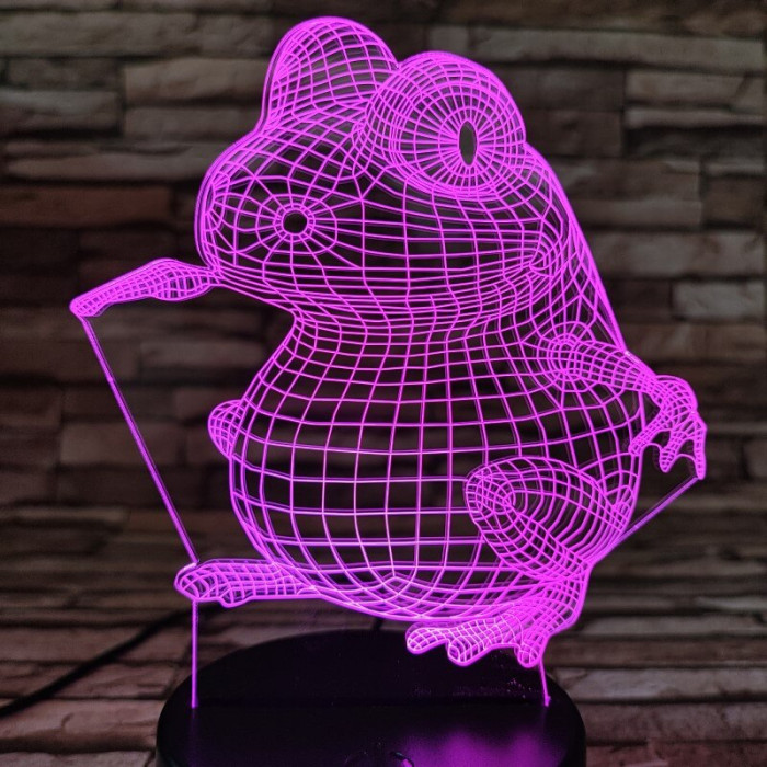 Béka ül 7 színű 3D led lámpa