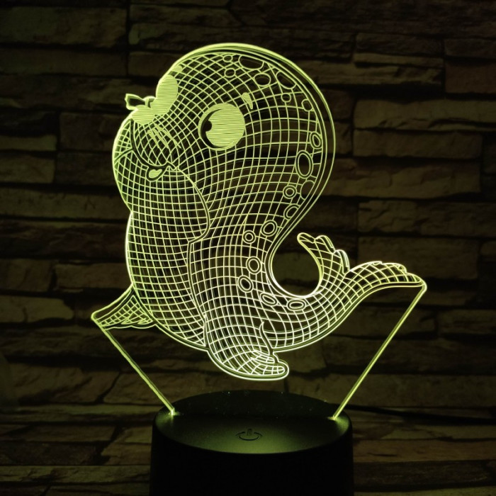 Fóka kicsi 7 színű 3D led lámpa
