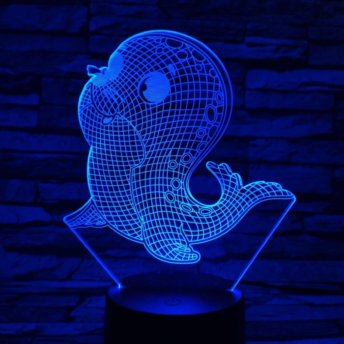 Fóka kicsi 7 színű 3D led lámpa