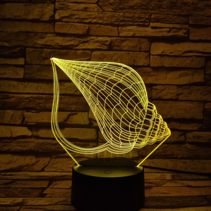 Csigaház 7 színű 3D led lámpa