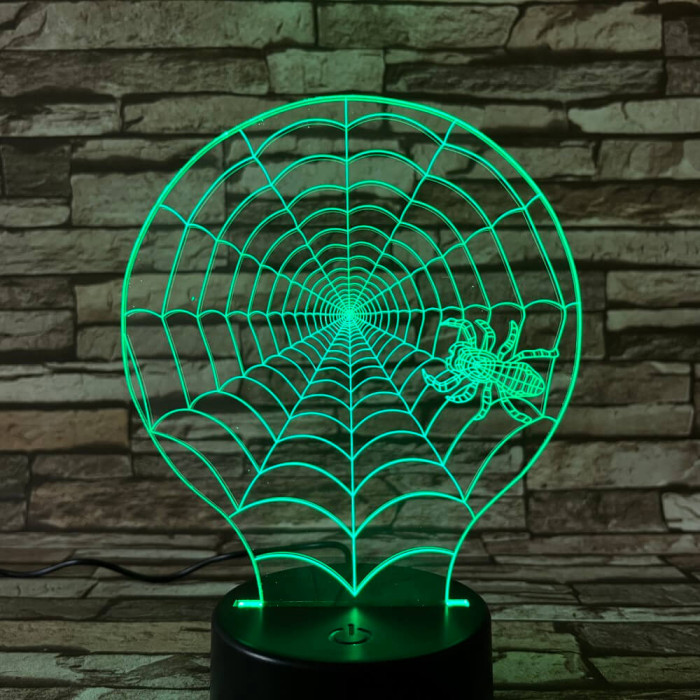 Pók a hálóban  7 színű  3D led lámpa