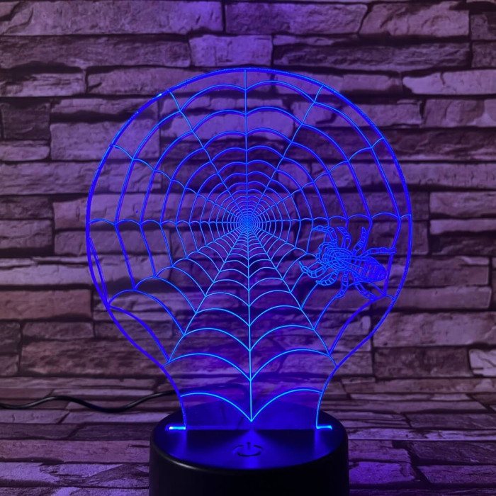 Pók a hálóban  7 színű  3D led lámpa