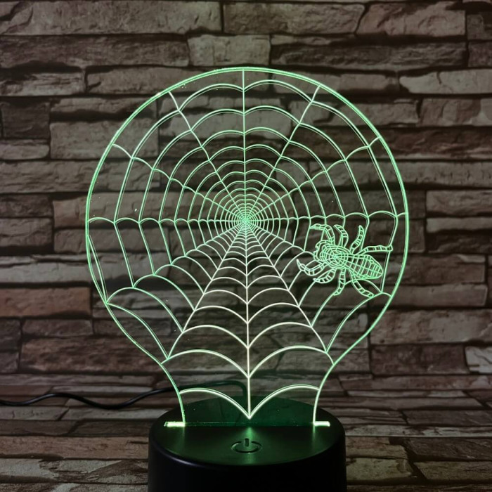 Pók a hálóban  7 színű  3D led lámpa
