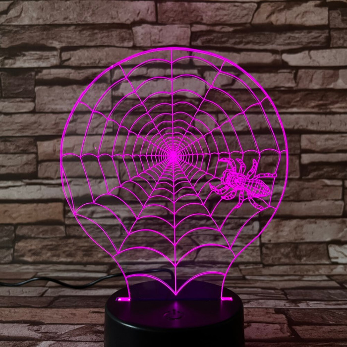 Pók a hálóban  7 színű  3D led lámpa