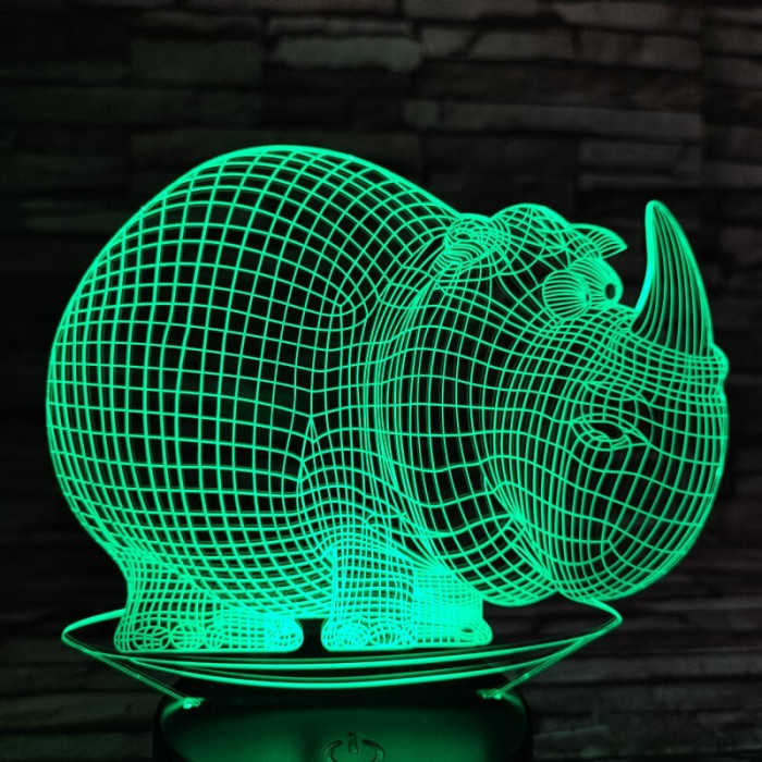 Orrszarvú 2 7 színű 3D led lámpa