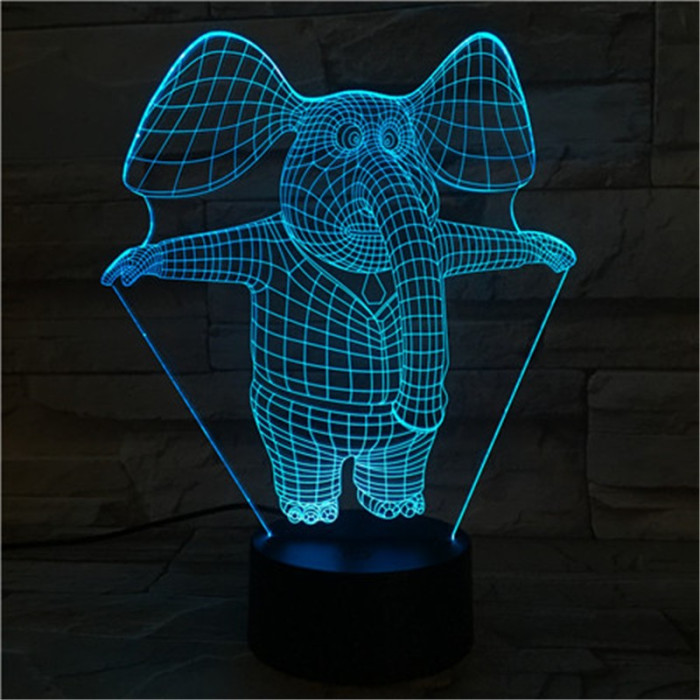 Bébi Elefánt 7 színű 3D led lámpa