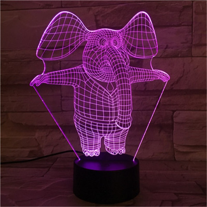 Bébi Elefánt 7 színű 3D led lámpa