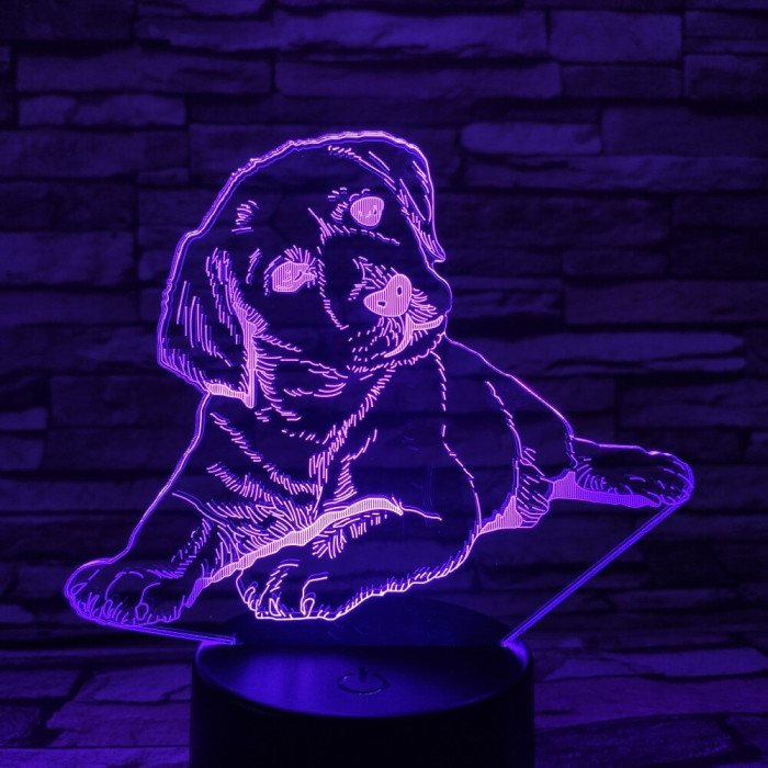 Fekvő Kutya 3D led lámpa