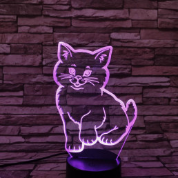 Mosolygós Cica 7 színű 3D led lámpa
