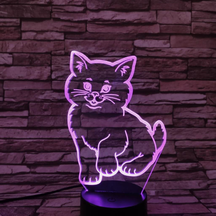 Mosolygós Cica 7 színű 3D led lámpa