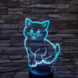 Mosolygós Cica 7 színű 3D led lámpa