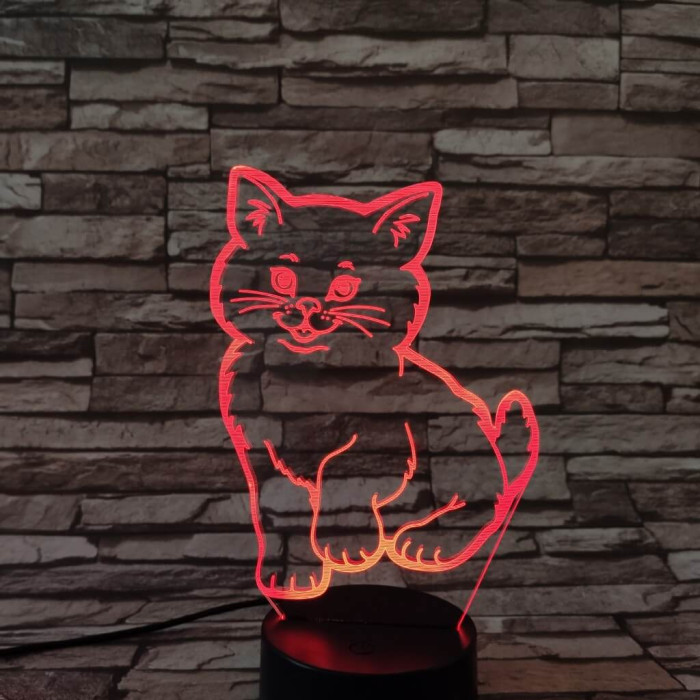 Mosolygós Cica 7 színű 3D led lámpa