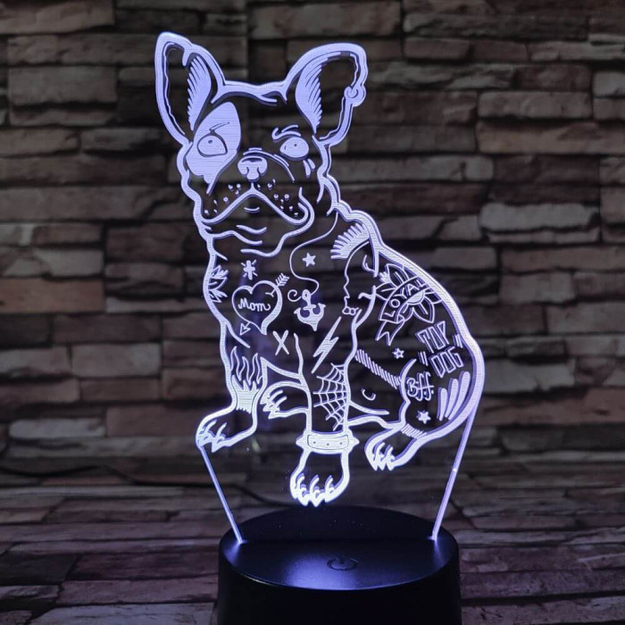 Kutya 7 színű 3D led lámpa