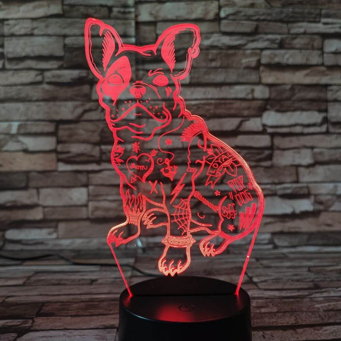 Kutya 7 színű 3D led lámpa