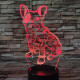 Kutya 7 színű 3D led lámpa