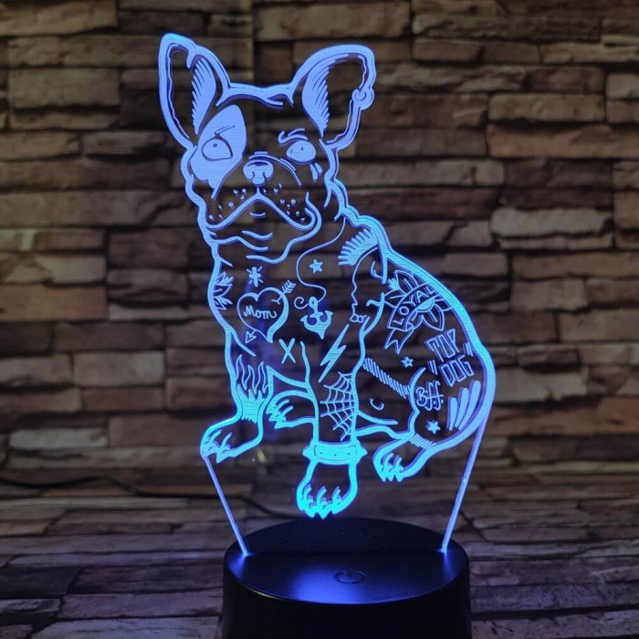 Kutya 7 színű 3D led lámpa