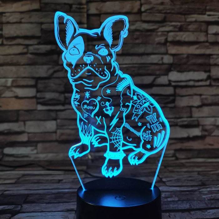 Kutya 7 színű 3D led lámpa