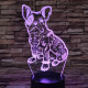 Kutya 7 színű 3D led lámpa