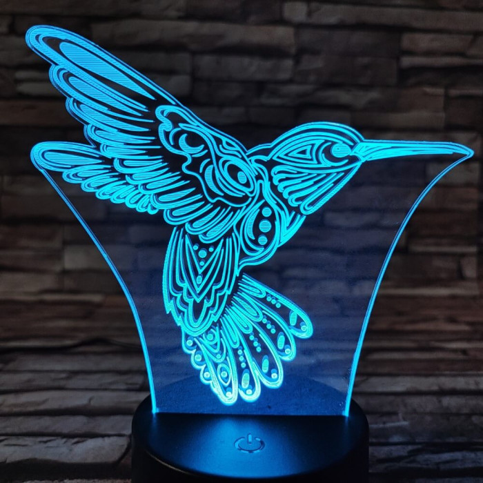 Kolibri 7 színű  3D led lámpa