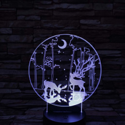 Két szarvas 7 színű 3D led lámpa