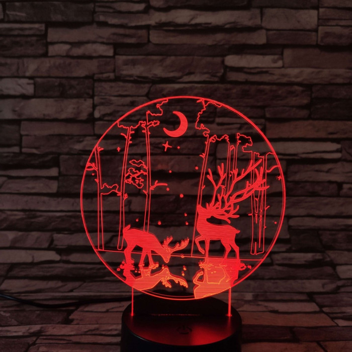 Két szarvas 7 színű 3D led lámpa