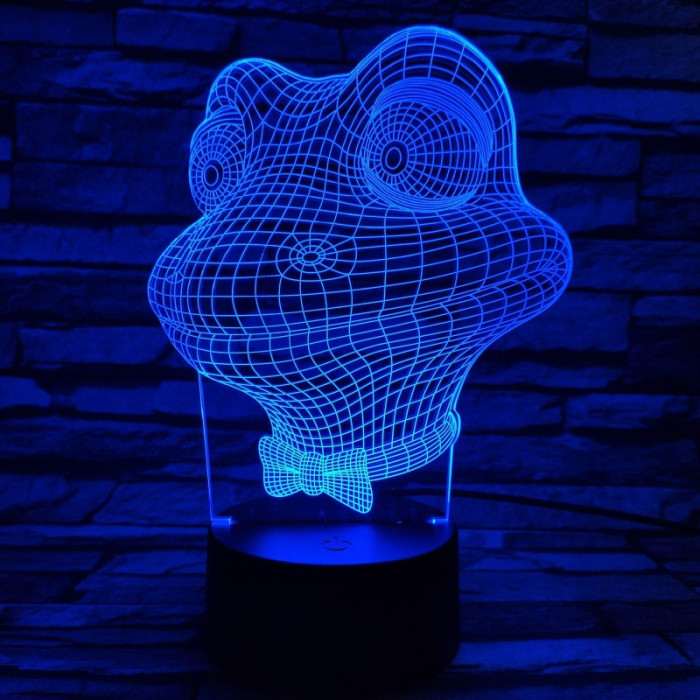 Béka fej 7 színű 3D led lámpa
