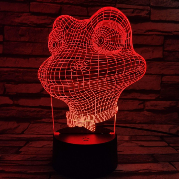 Béka fej 7 színű 3D led lámpa