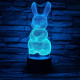 Nyuszi  7 színű 3D led lámpa