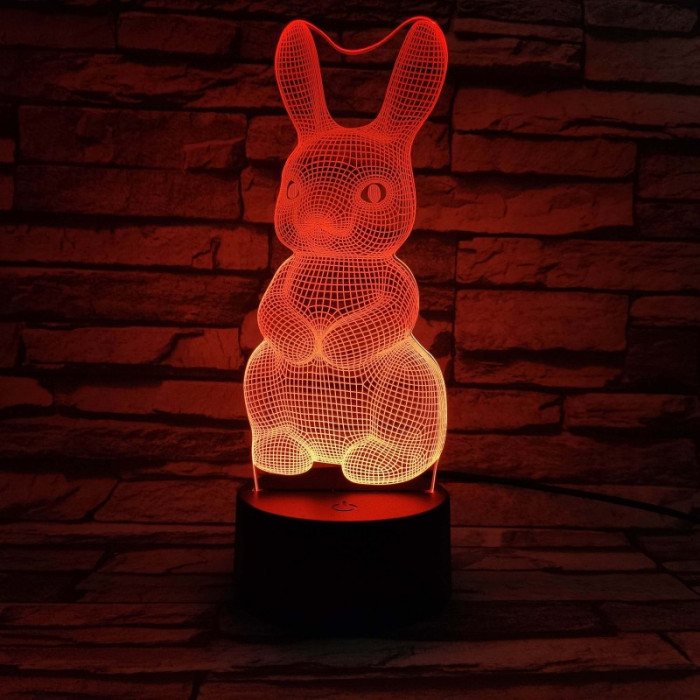 Nyuszi  7 színű 3D led lámpa