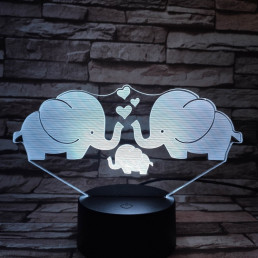 Elefánt család 7 színű 3D led lámpa