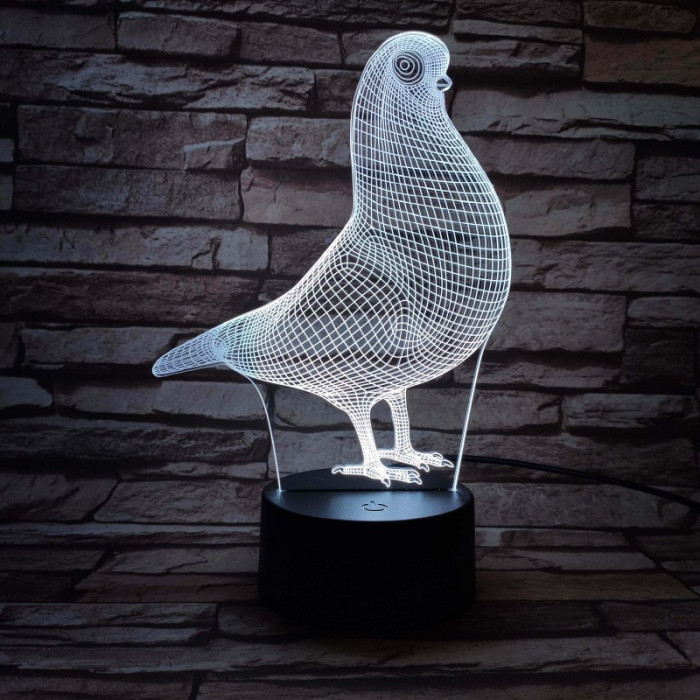 Galamb 7 színű 3D led lámpa