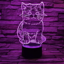 Cica 7 színű 3D led lámpa