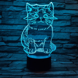 Cica 7 színű 3D led lámpa
