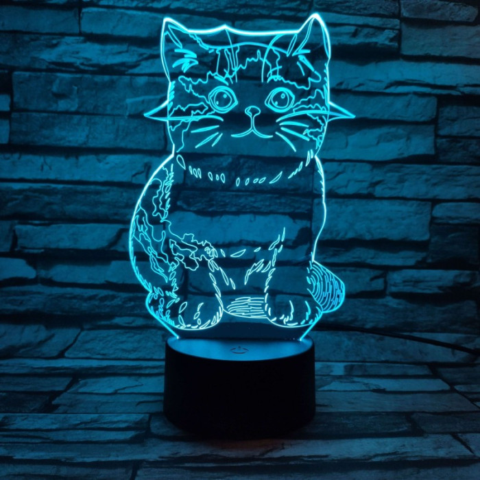 Cica 7 színű 3D led lámpa
