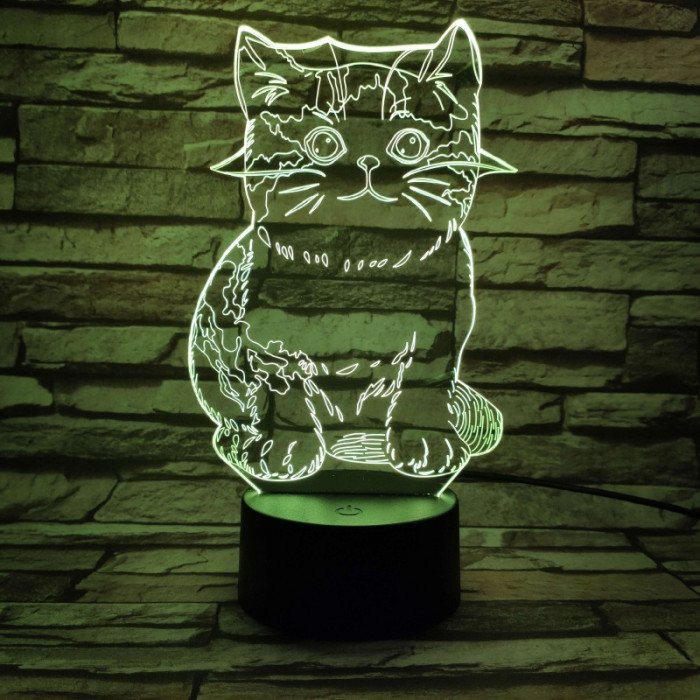Cica 7 színű 3D led lámpa