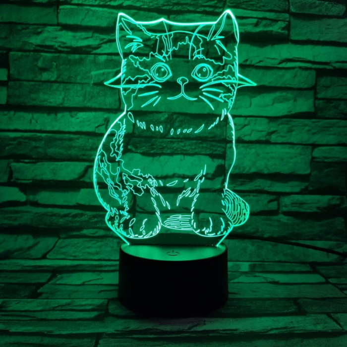Cica 7 színű 3D led lámpa