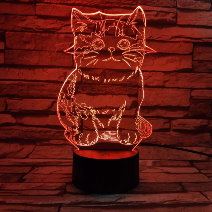 Cica 7 színű 3D led lámpa