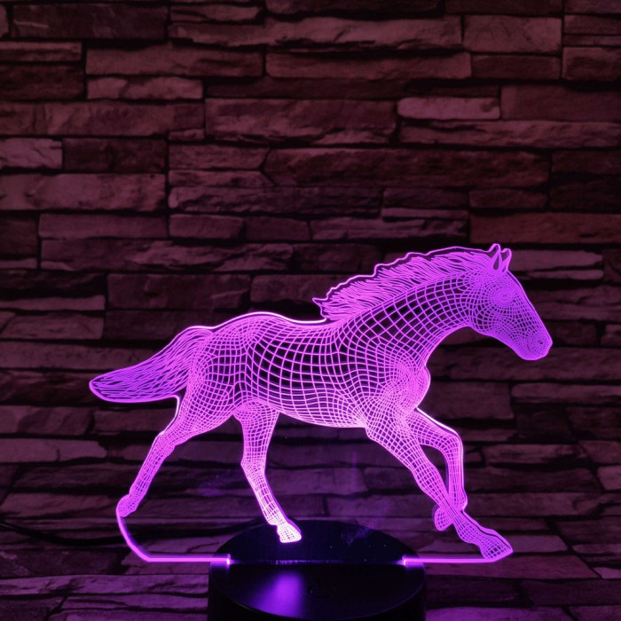 Vágtázó ló 7 színű 3D led lámpa