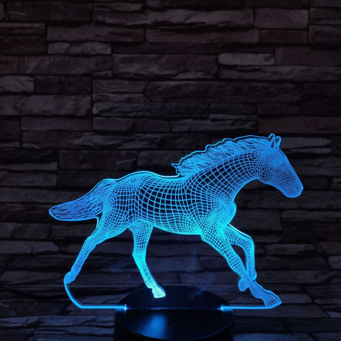 Vágtázó ló 7 színű 3D led lámpa