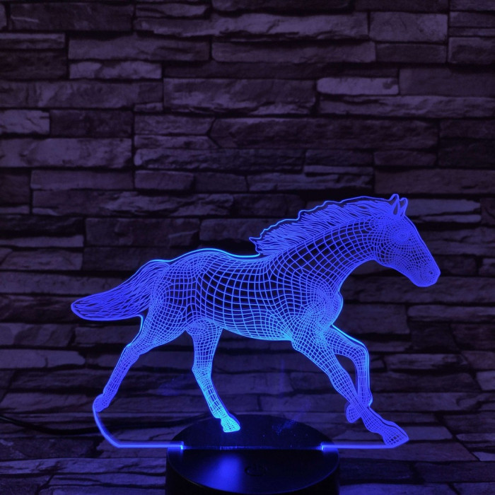 Vágtázó ló 7 színű 3D led lámpa