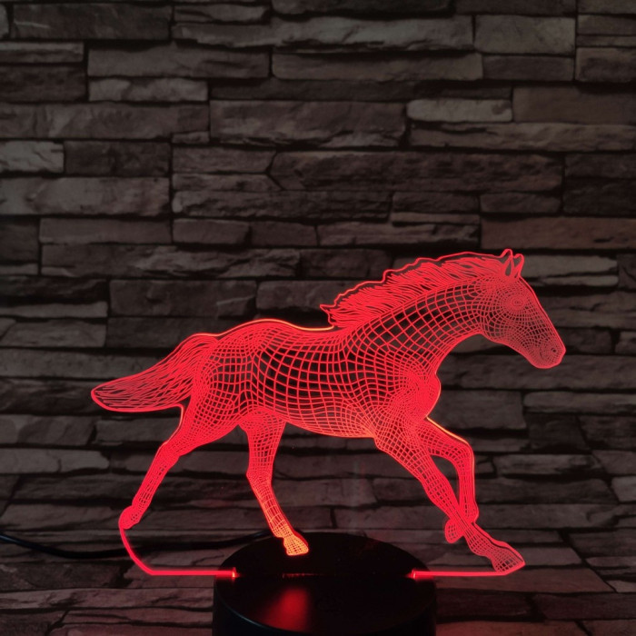 Vágtázó ló 7 színű 3D led lámpa