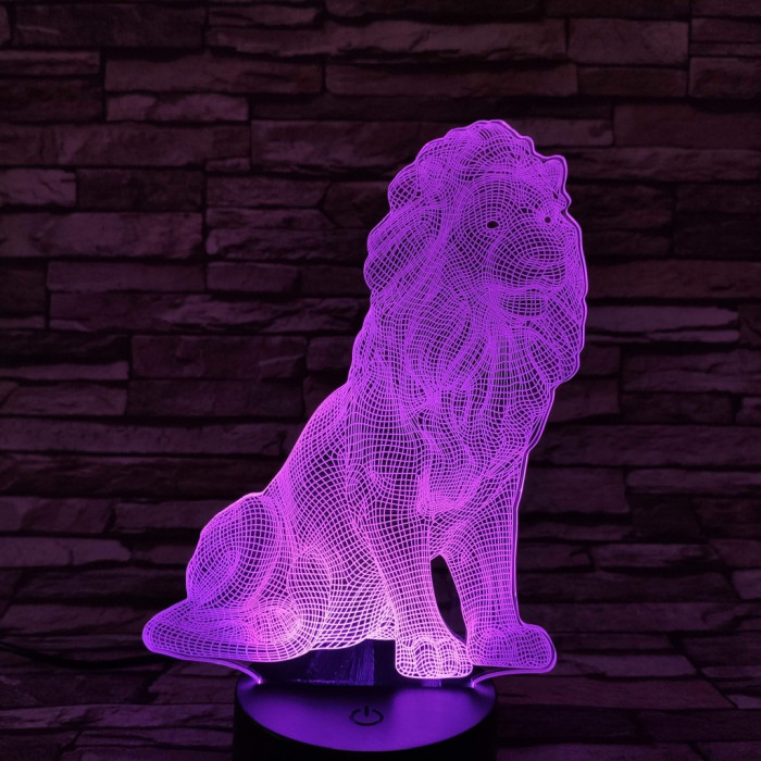 Oroszlán 7 színű 3D led lámpa