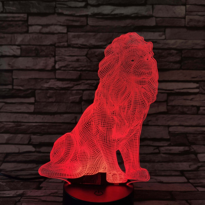 Oroszlán 7 színű 3D led lámpa