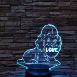 Kiskutya szív 7színű 3D led lámpa