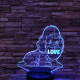 Kiskutya szív 7színű 3D led lámpa