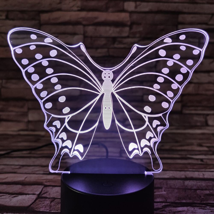 Pillangó pihen  7 színű 3D led lámpa